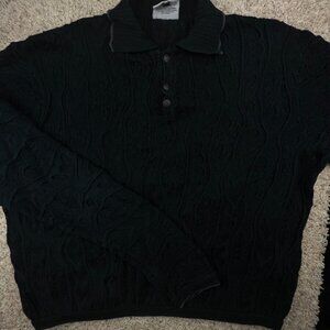 COOGI Basics Sweater Australia Intricate 3D Abstract 2XL Black Henley 2X Designe
